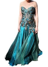 Mac Duggal Peacock Sequin Gown Prom Dress Size 6