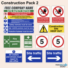 Construction / Building Site Safety Sign Complete Pack 2 / Free Company Name