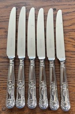 6 Silver Plated Dinner Dining Butter Spreaders Table Cutlery - Kings Pattern 