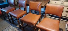 Vintage Antique Oak Leather Studded Chairs X 4 James Phillips And Sons Union St