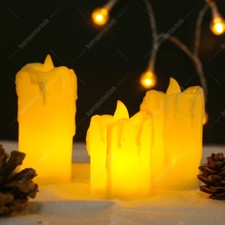 3PCS Flameless LED Pillar Candles Battery Operated LED Tea Lights Wedding Decor