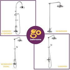 Traditional Exposed Valve Thermostatic Shower Kits Rigid Riser Round Solid Brass