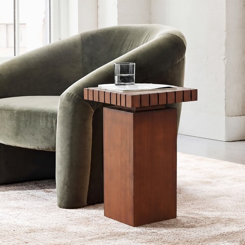 Walnut finish square end table - walnut,
