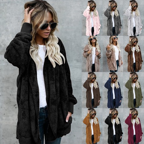 Ladies teddy bear fluffy coat - ladies,
