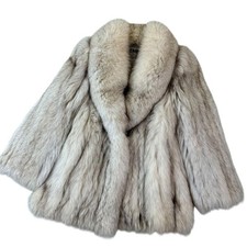 Emba Blue Fox Fur Coat L Women's Luxury Animal Fur Jacket Used