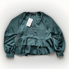 ZARA Teal Green Ruffle Blouse