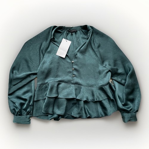 Zara teal green ruffle - zara,
