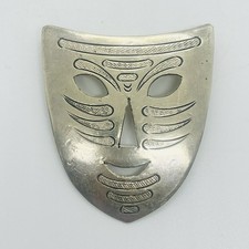 Vintage Unusual Tribal Face Mask Brooch