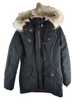 HOLLISTER Black Padded Jacket size XS Womens Full Zip Hooded Parka Casual