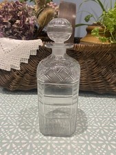 Vintage Square Cut Glass Decanter with Original Stopper Beautiful 💕