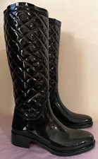 HOBBS QUILTED FAUX PATENT WELLINGTON BOOTS WELLIES UK 5 / EU 38
