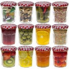 Glass Jam Jar Pot Menage Red