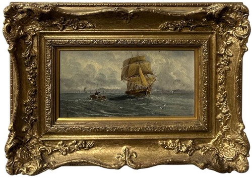 Framed marine oil painting - marine,