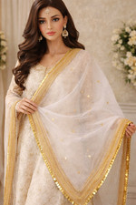 Net Dupatta with Sitara Lace