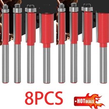 8X 1/4"Shank Pattern Trim Router Template Flush Bit Cutter Top& Bottom Bearing