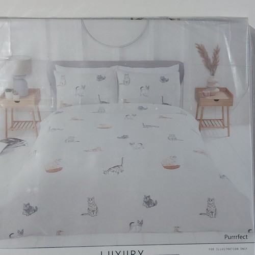 Grey cat duvet cover set - duvet, kitty