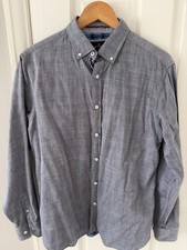 Blue Harbour Men's Long Sleeve Button Down Shirt, Grey, Size M