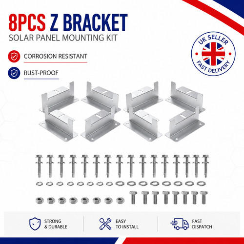 8pc solar panel - z, brackets