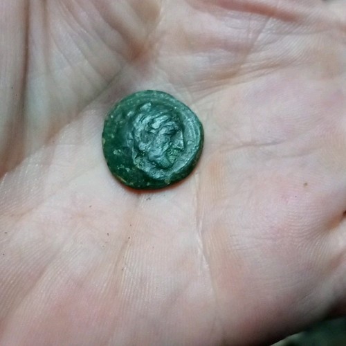 Ancient greek bronze coin with - ancient,