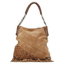 Jimmy Choo bag Tatum suede bag with tassle fringe trim very good condition *fh