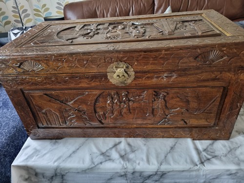Antique chinese carved - carved, camphor