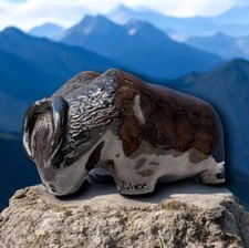 Vintage H M Cowan Studio Art Pottery Bull Bison Buffalo Ceramic Figurine Figure