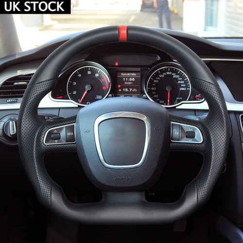 Leather flat steering wheel - leather,
