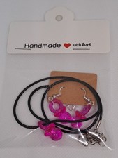 Retro Necklace Pink Dummy 90s Rave Fancy Dress Earrings And Necklace Set 