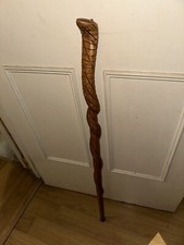 BEAUTIFULLY HAND CARVED SNAKE CANE - WALKING STICK - Solid One Piece 36 inches