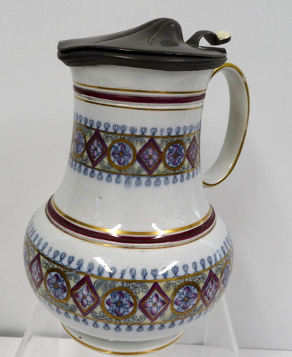 Fine ceramic pewter lidded jug - lidded,