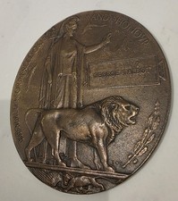 Original World War 1 Bronze Dead Man's Penny/Memorial Plaque GEORGE TALBOT