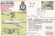 4 Battle Britain pilots signed cover RAF 65th Ann formation 1st Naval Air unit 