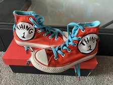Converse Hi Top Boots Trainers Dr Seuss Thing 1 & Thing 2 Junior Size 1 With Box