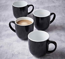 Glossy Set Of 4 Tea Coffee Mug Quality Stoneware Hot Drink Grey/Blue/Green/Black