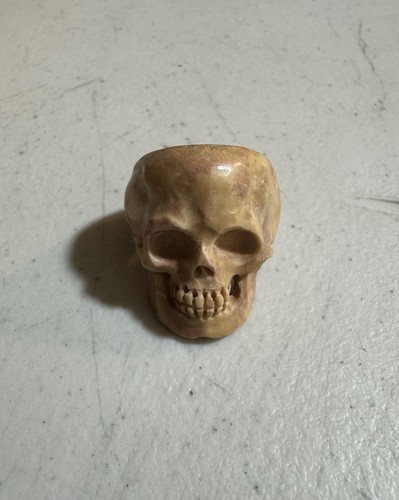 Hand carved skull ring from - hand-carved,