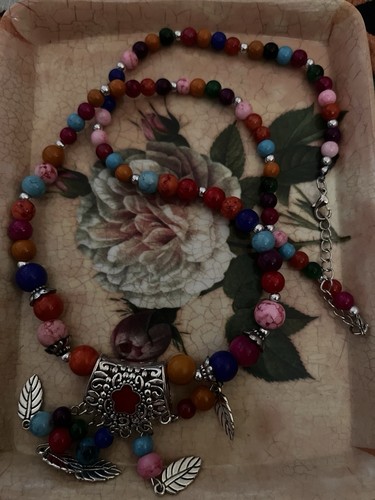 Boho colorful beaded statement - boho,