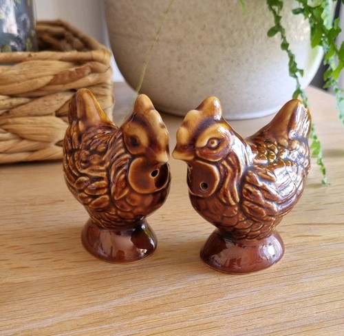 Vintage pottery brown hen - vintage,