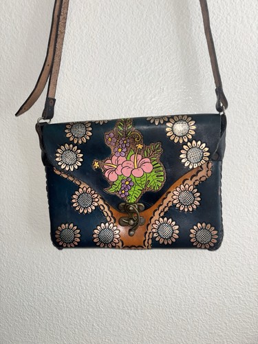 Tooled leather purse - tooled,