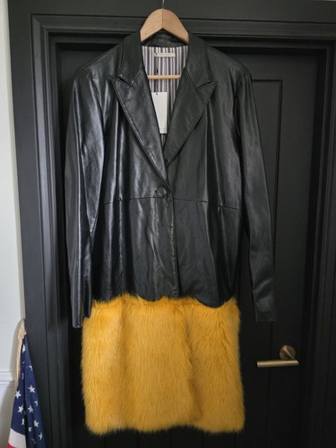 Zara black long faux - zara, leather