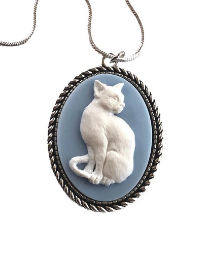 Cat wedgwood blue colored - cat,