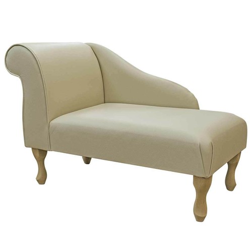 Cream genuine leather chaise - genuine,