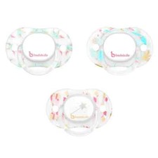 Baby Dummies 12m+ Badabulle Glitter Boys or Girls Soothers Pack of 3