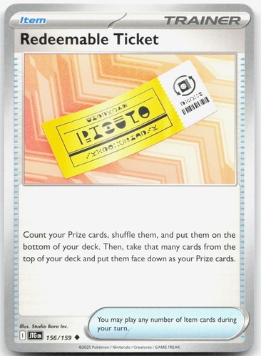 Redeemable ticket 156 - redeemable, 156/159