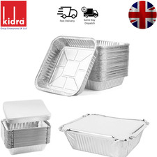 Aluminium Foil Food Containers with Lids Takeaway Disposable BBQ Baking Trays n