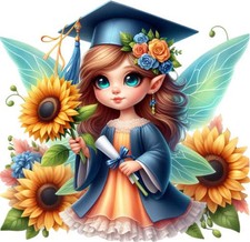 Sunflower Graduation Fairy Wall Art Bedroom Nursery Vinyl Sticker Decal 6 Sizes