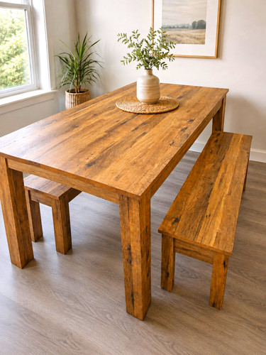 Rectangular wood dining table - rectangular,