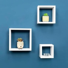 Set Of 3 Wooden Floating Cube