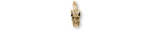 Doberman charm 14k - doberman, yellow