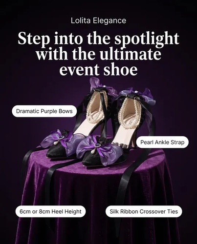 Black purple high heel - black,
