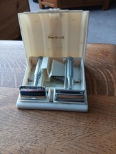 Vintage Ever_ready Boxed Twin Safety Razor Set Art Deco Style Chrome Steel Shave